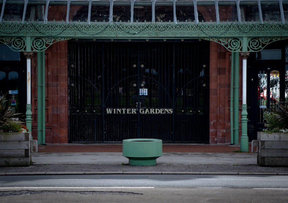 a gated entrance to a building