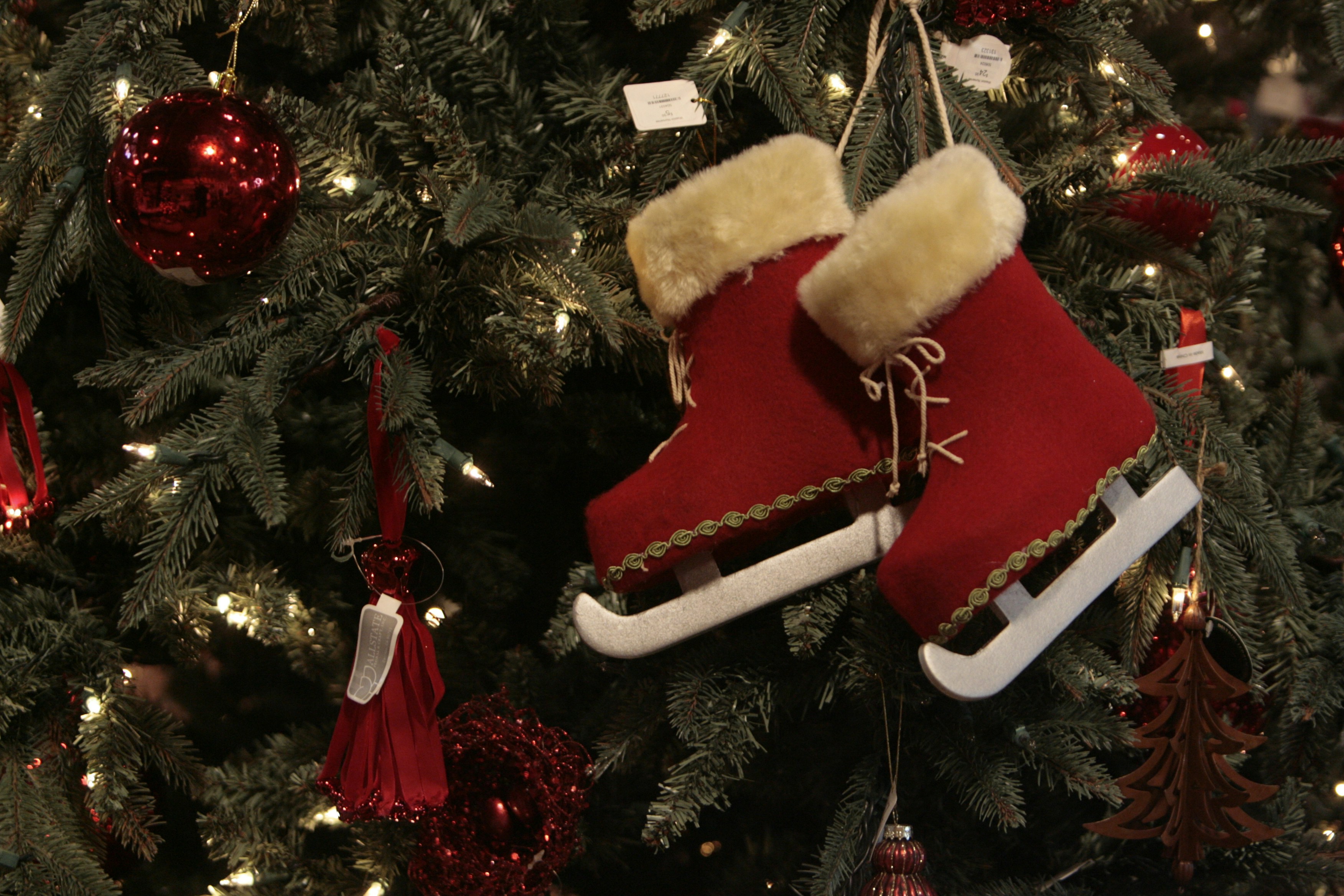 a christmas tree decorated with ornaments and lights