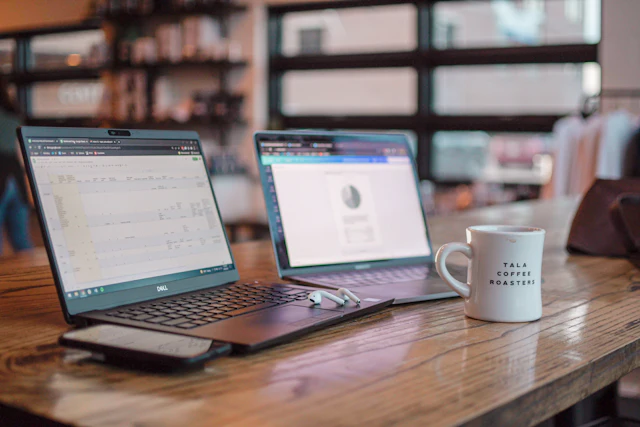 A modern laptop on a desk