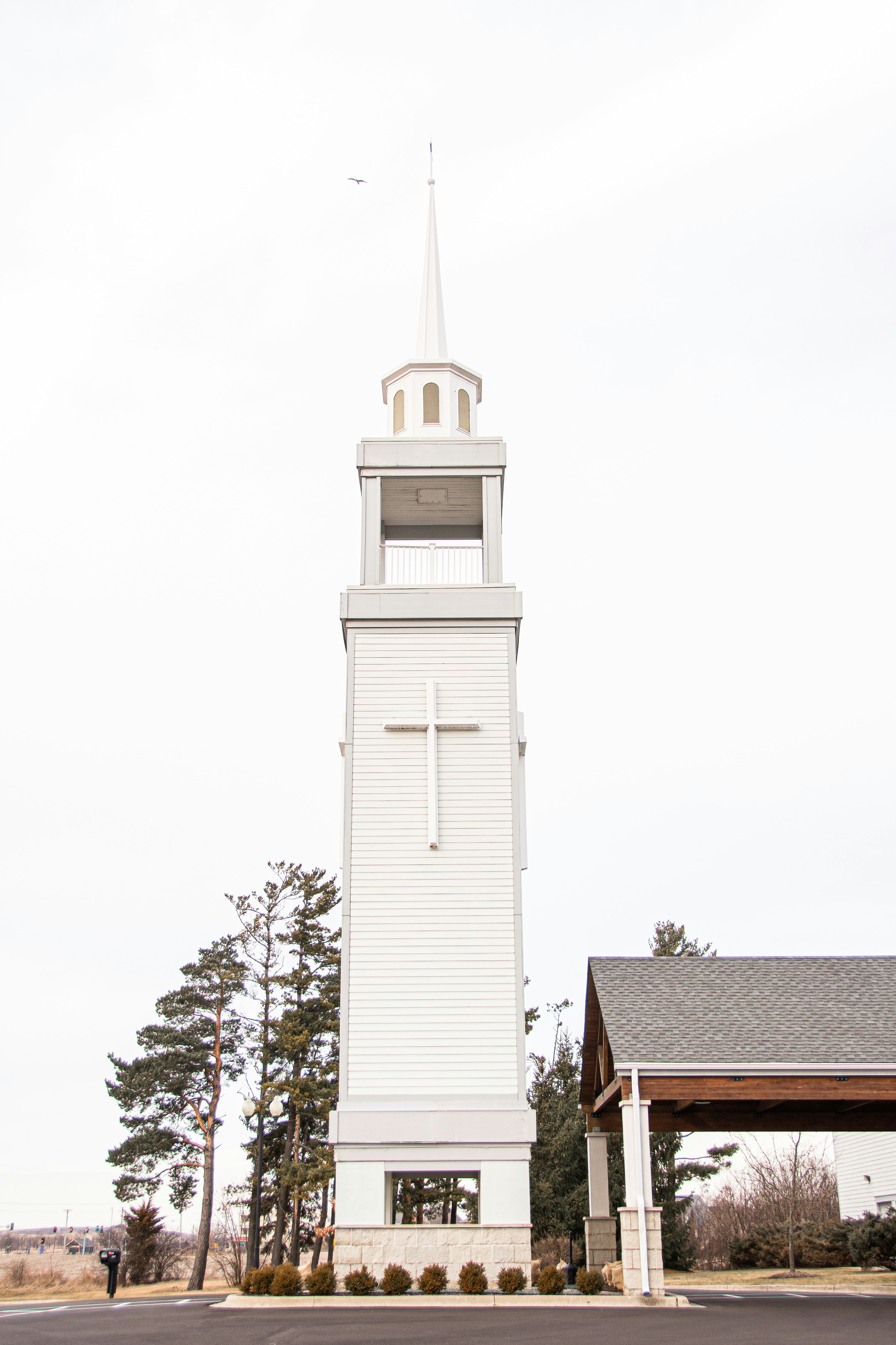 a tall white tower