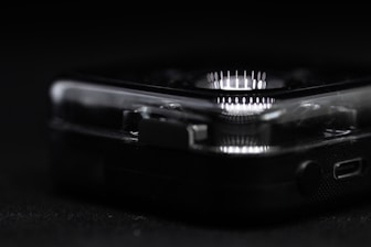 Close-up of advanced electronic devices on display