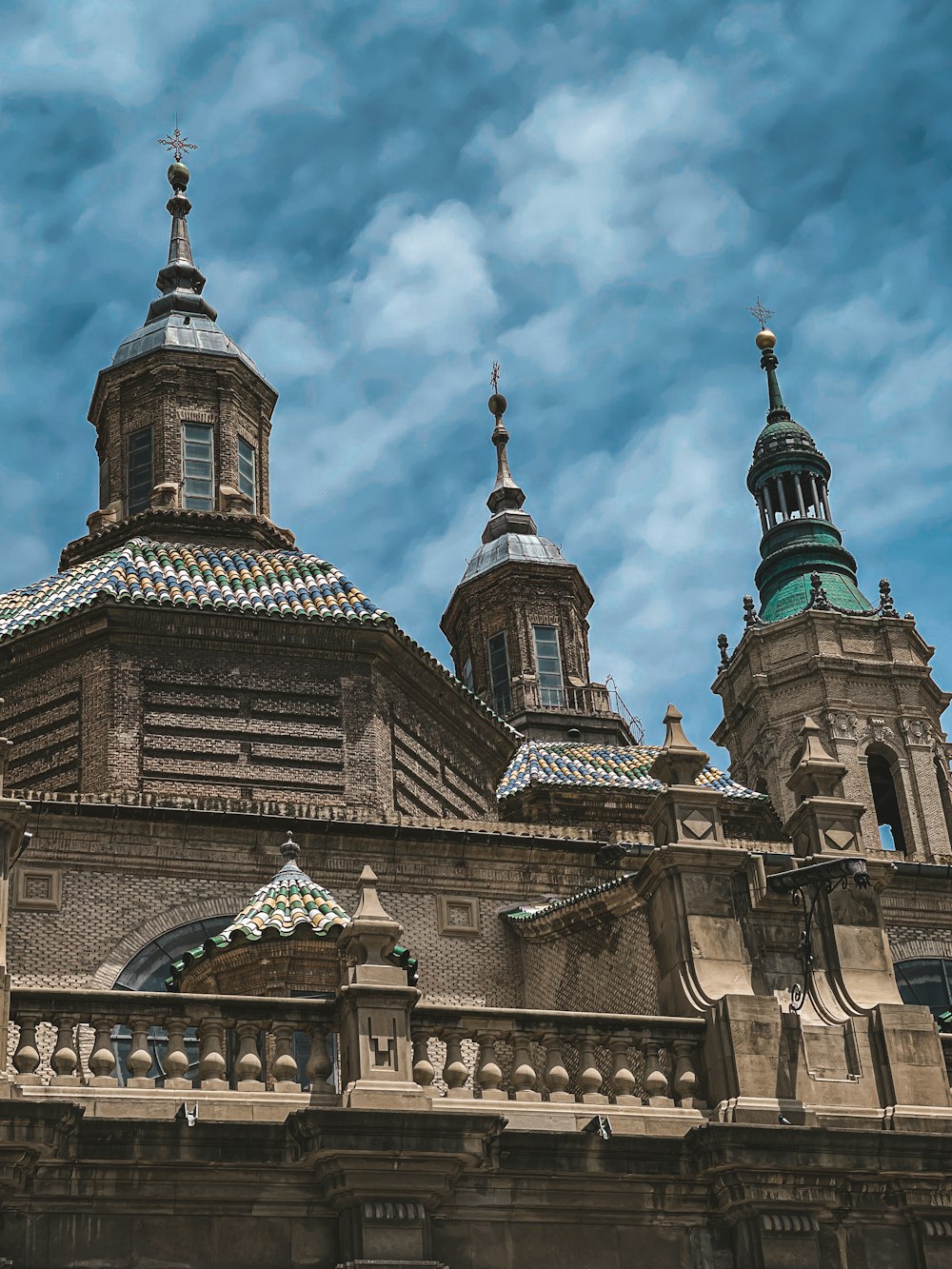 a large building with towers