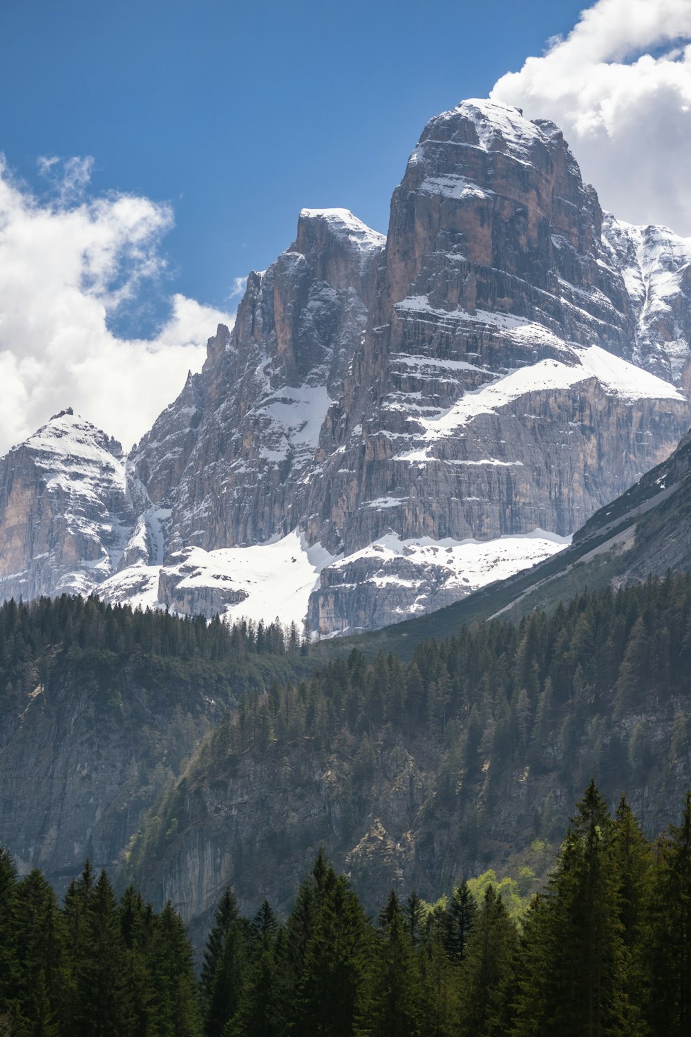 a mountain with snow