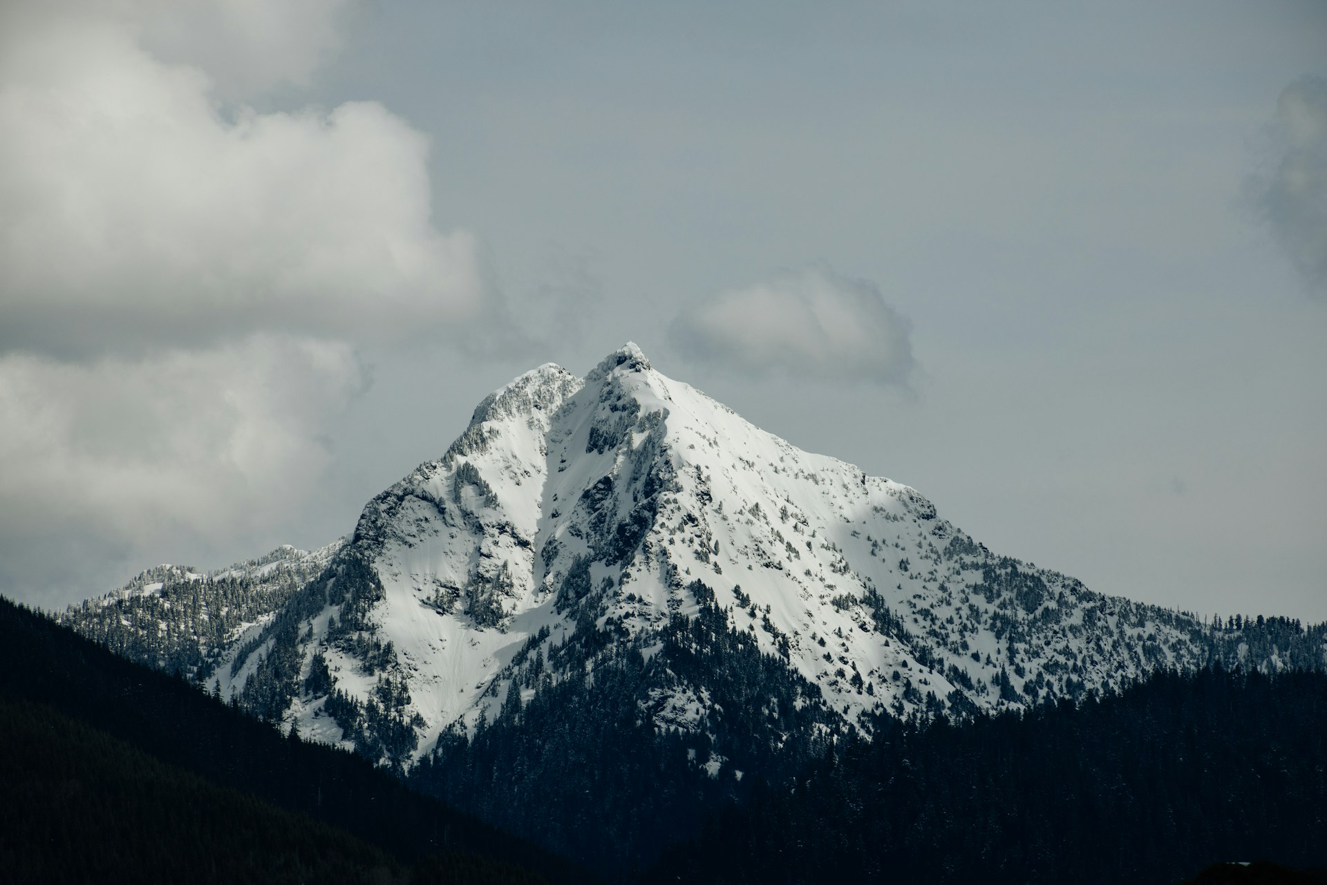 a mountain with snow