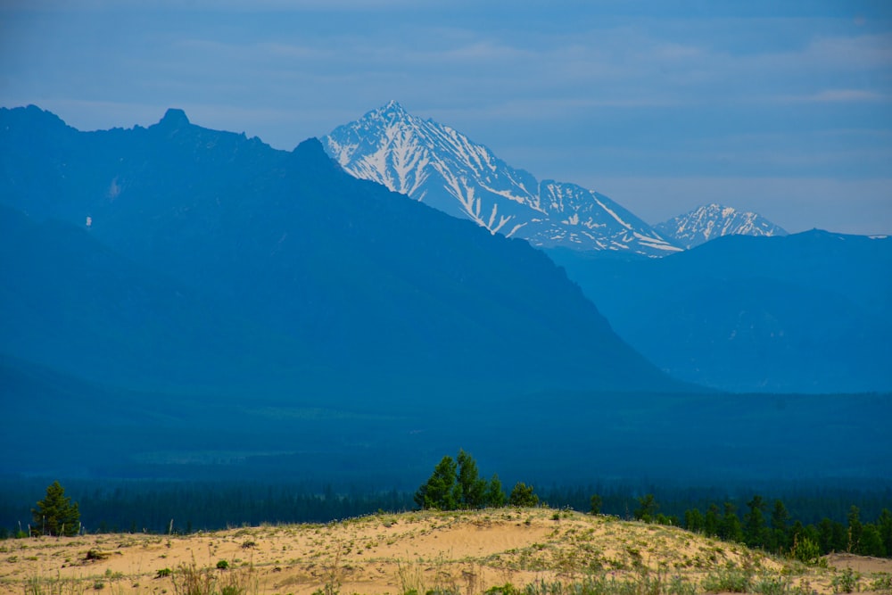 a mountain range with snow