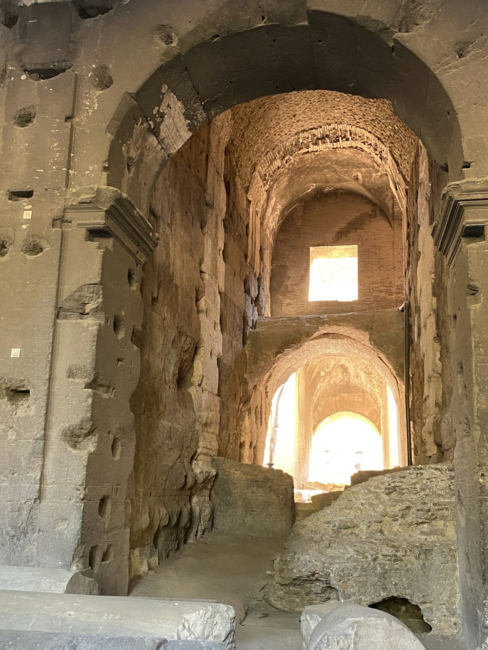 a stone building with a window