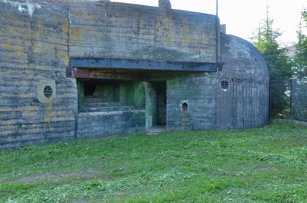 a building with a broken roof