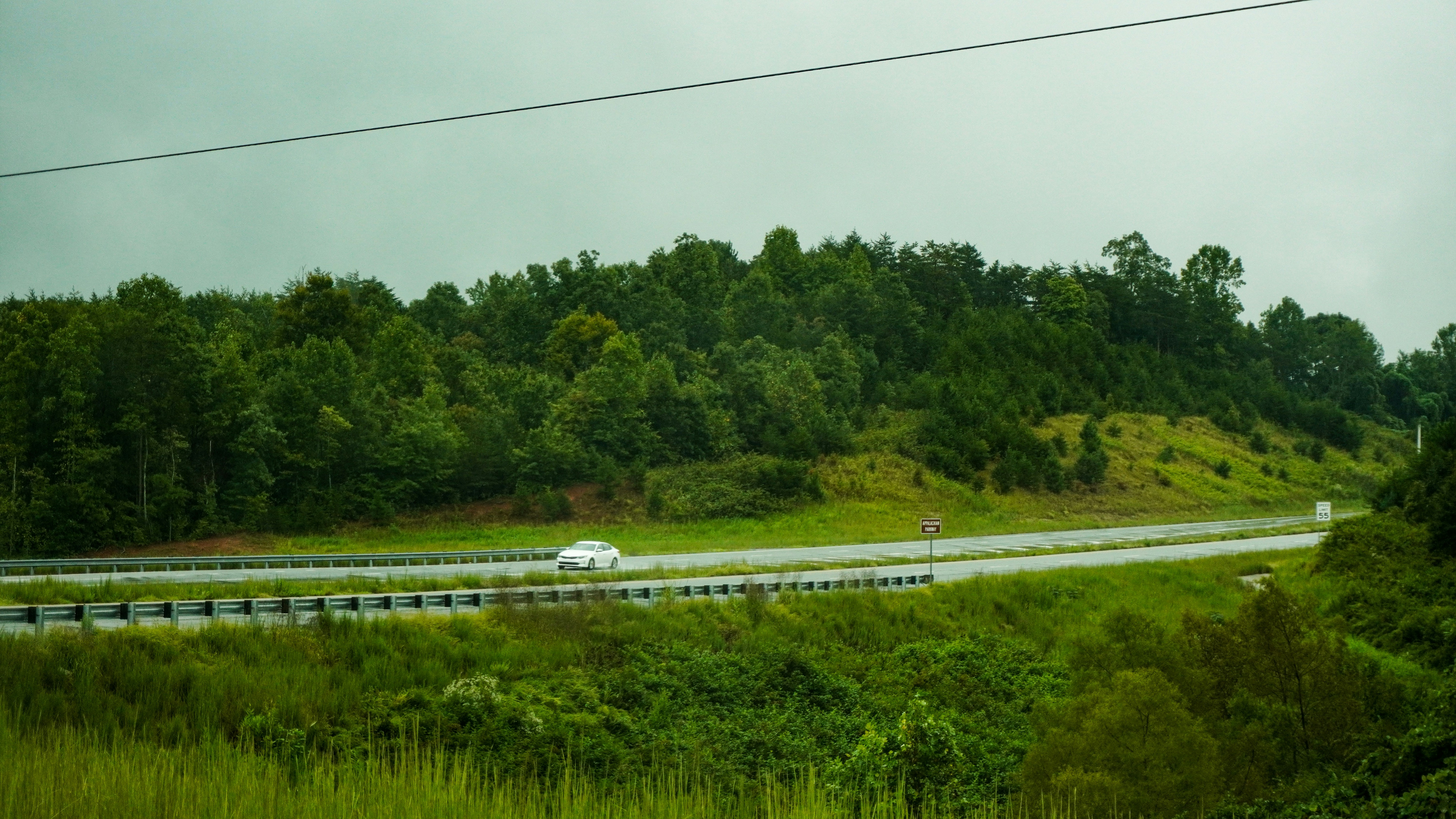 a car driving on a road