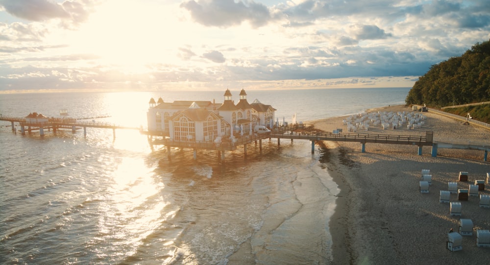 a building on a beach