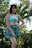 a woman in a blue dress