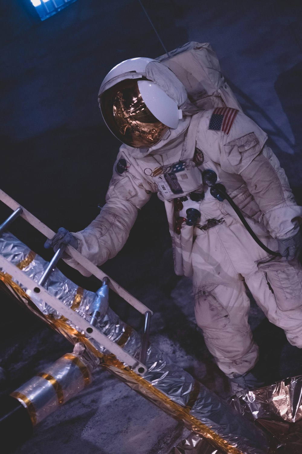 a person in space suit on a machine