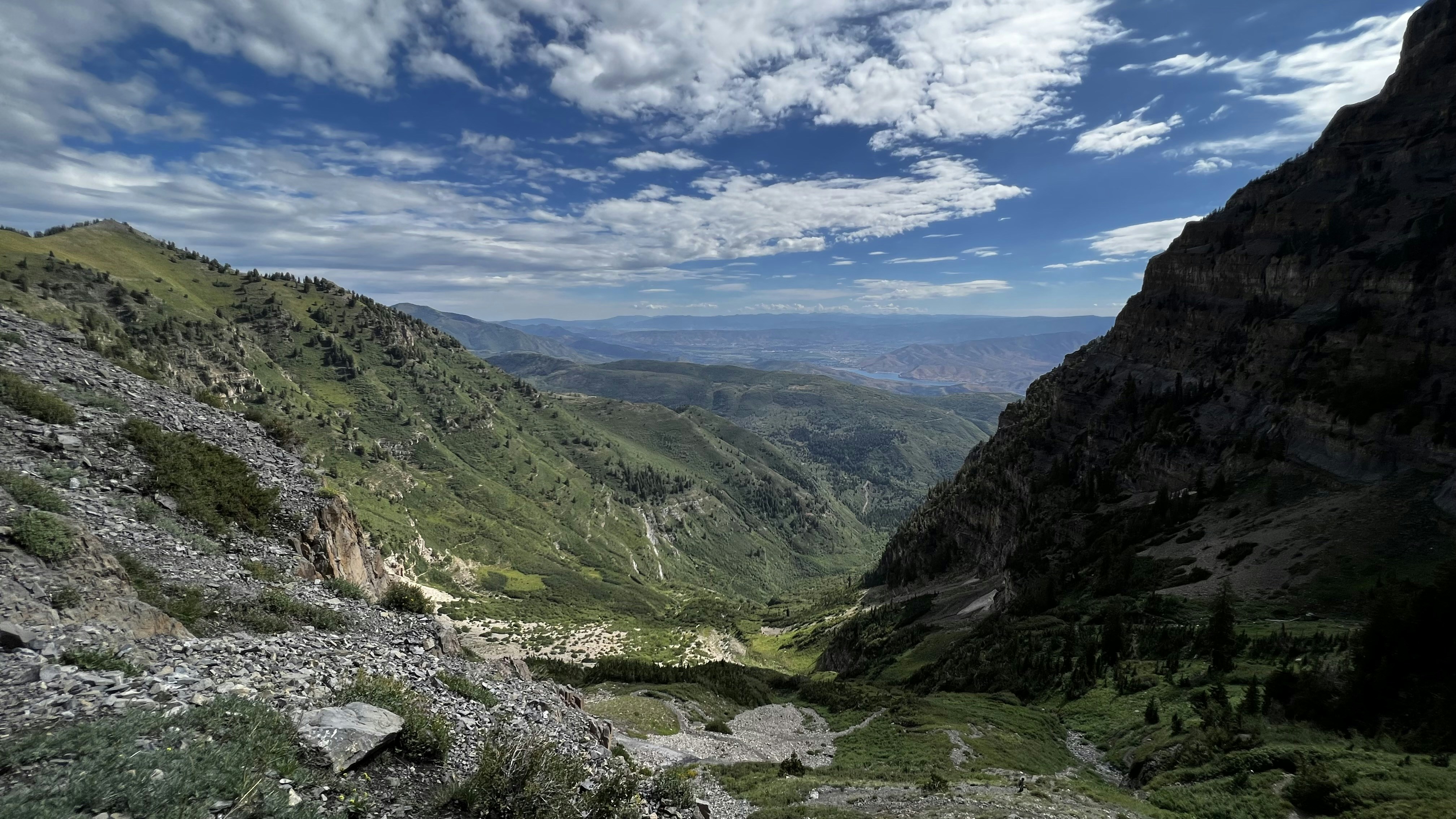 a rocky valley between mountains