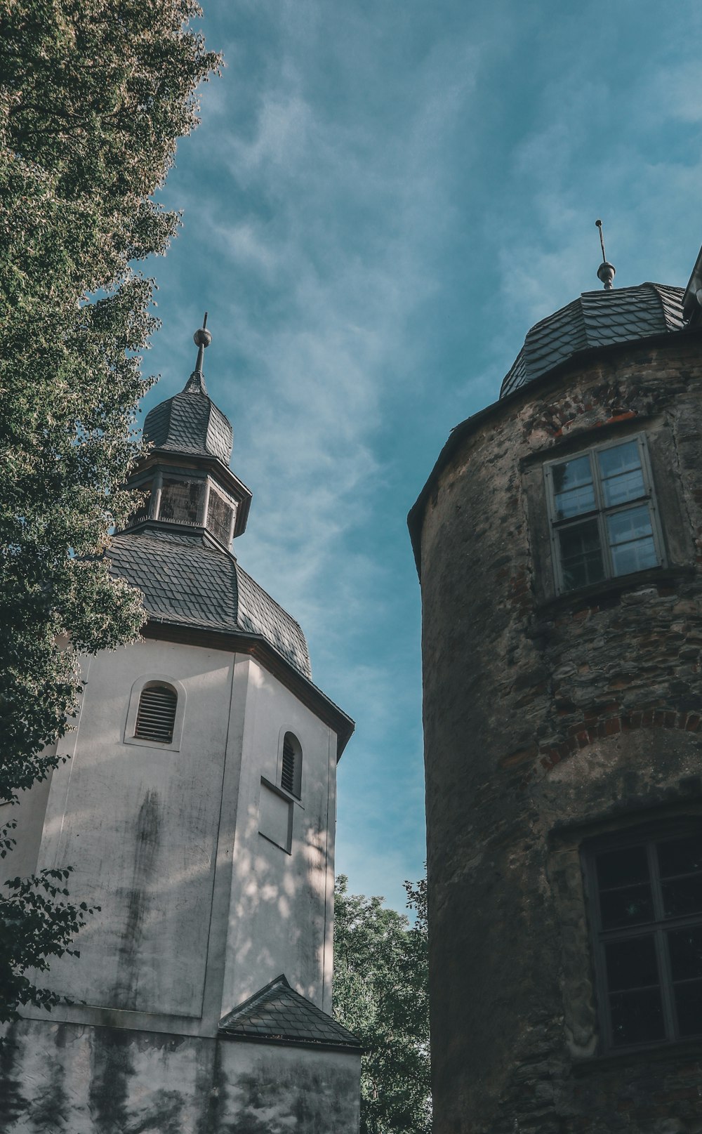 a stone building with a steeple