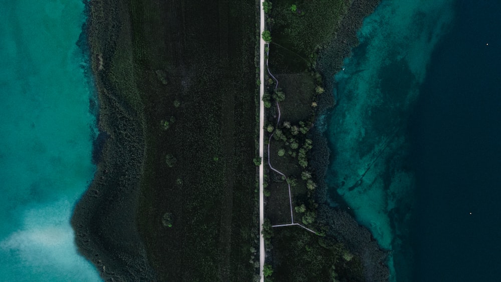 an aerial view of a beach