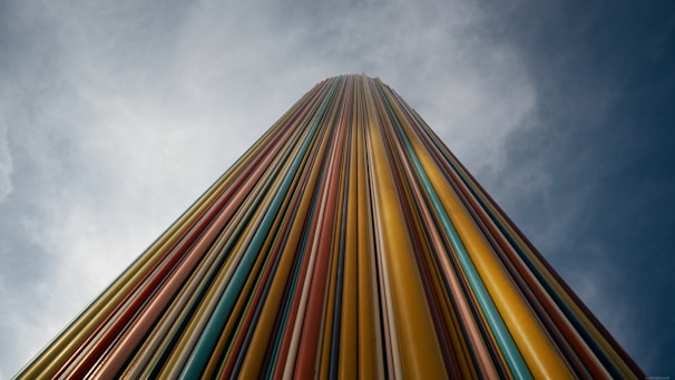 a rainbow colored building