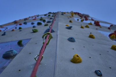 a close-up of a rock climbing wall