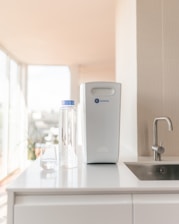a white rectangular object on a counter