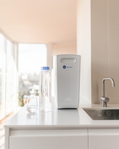 a white rectangular object on a counter