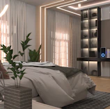 a bed in a room