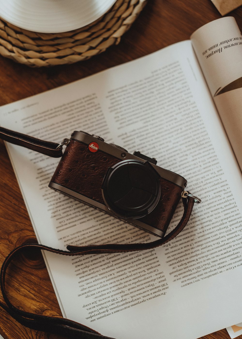 a camera on a book