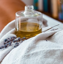 a glass bottle with a liquid in it