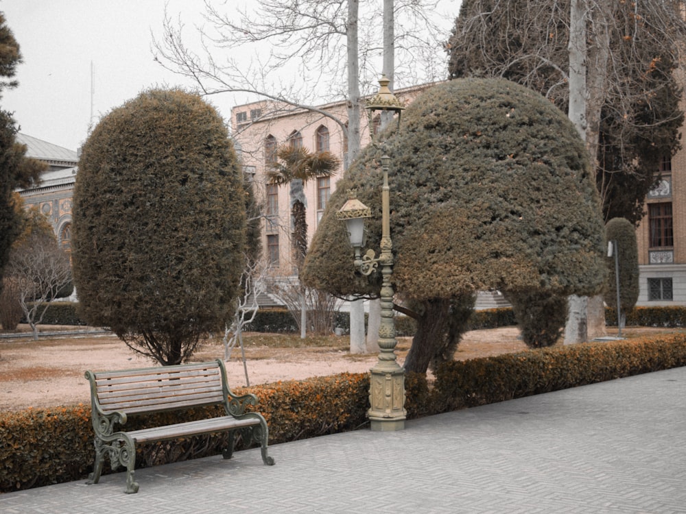 a bench sits unoccupied