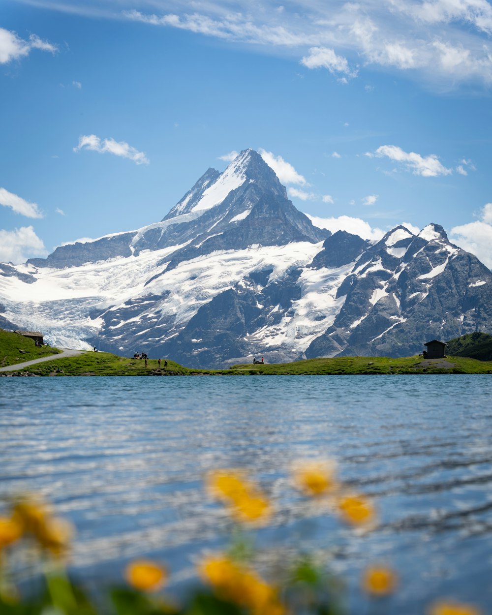 a mountain with snow