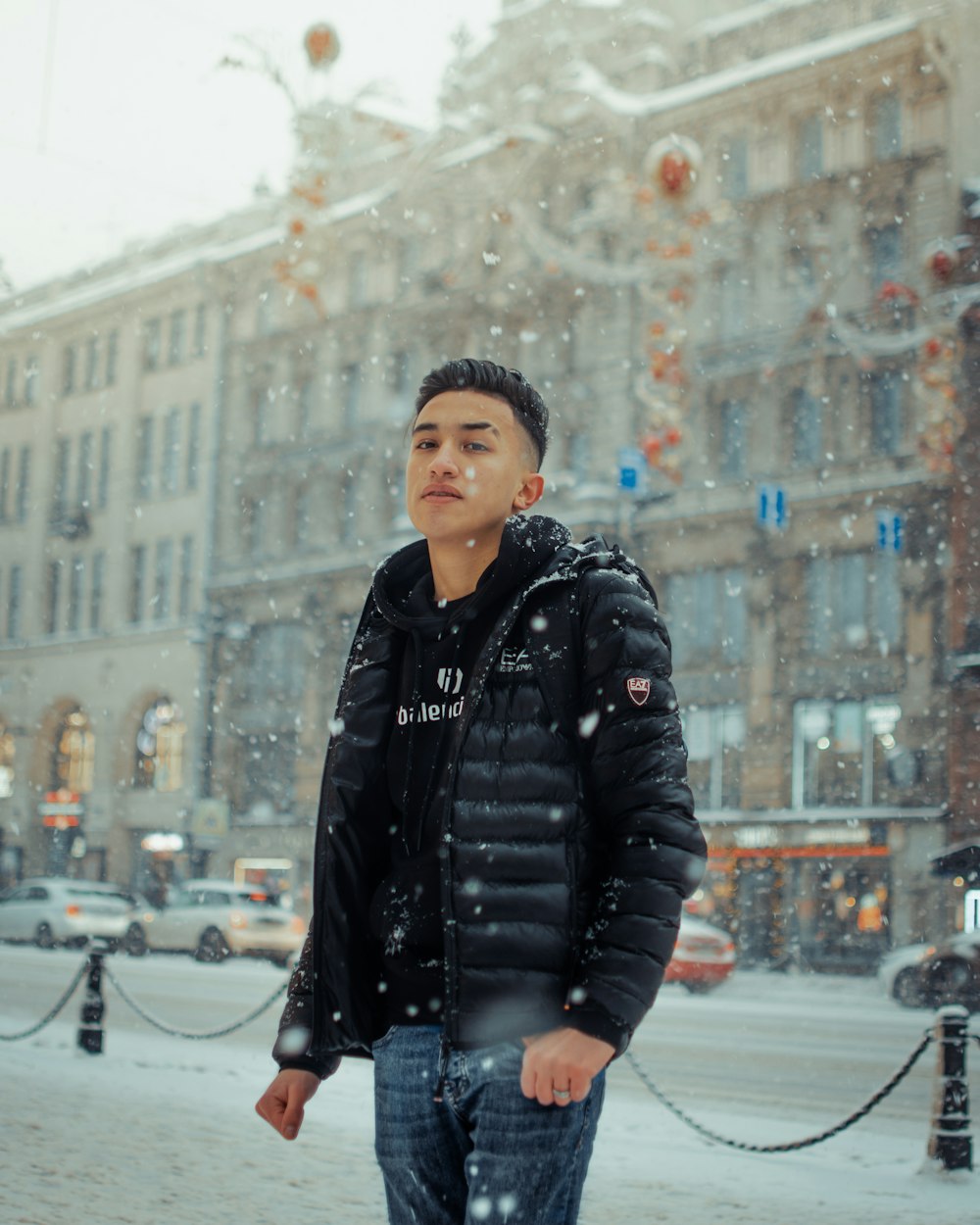 a person standing on a street