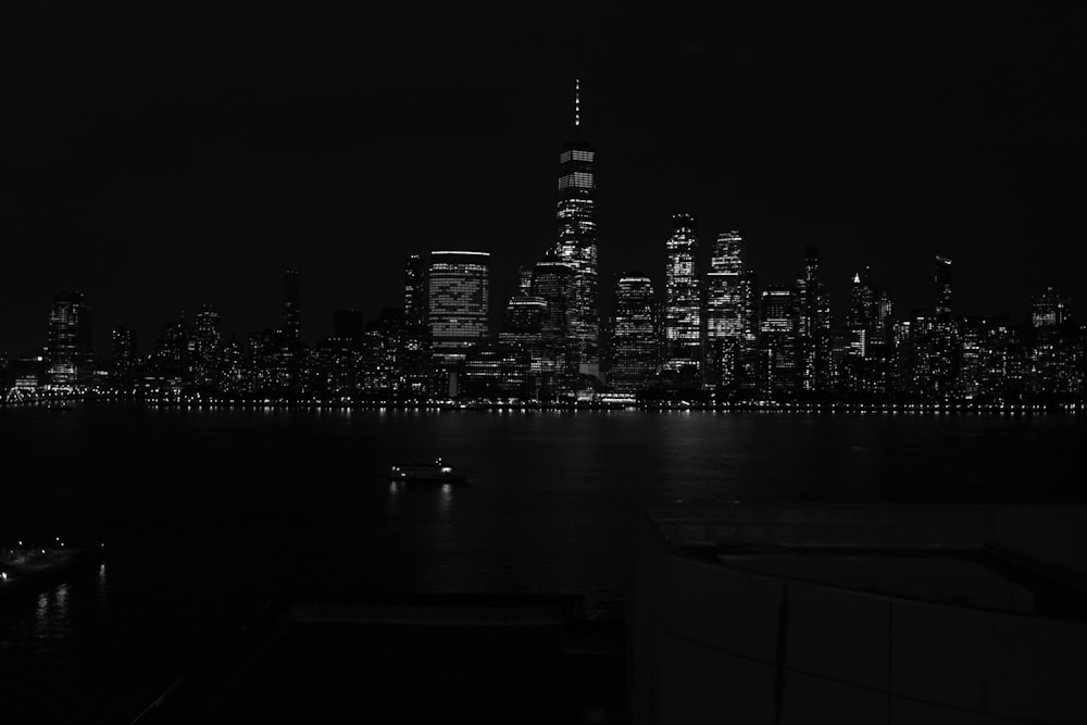 a city skyline at night