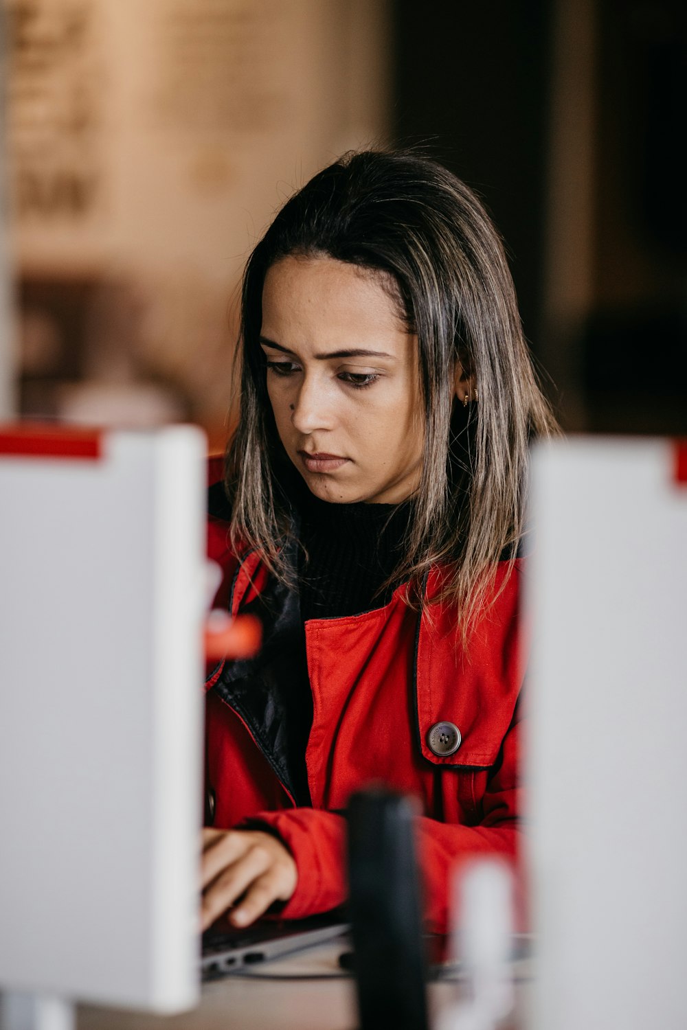 a person in a red coat