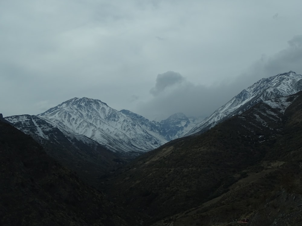 a mountain range with snow