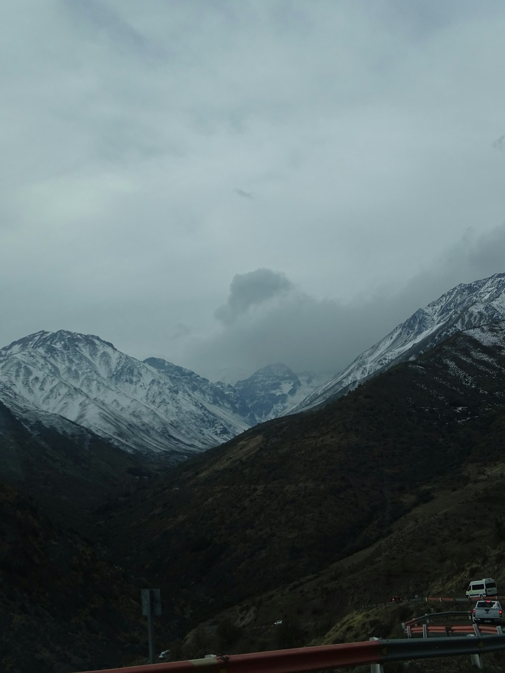 a mountain range with snow