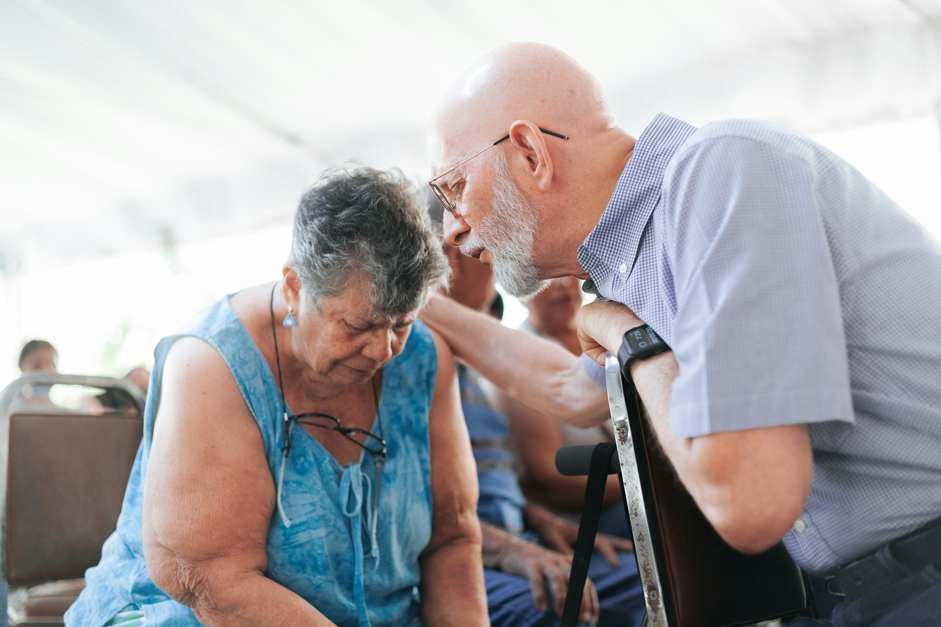 a man and woman embracing