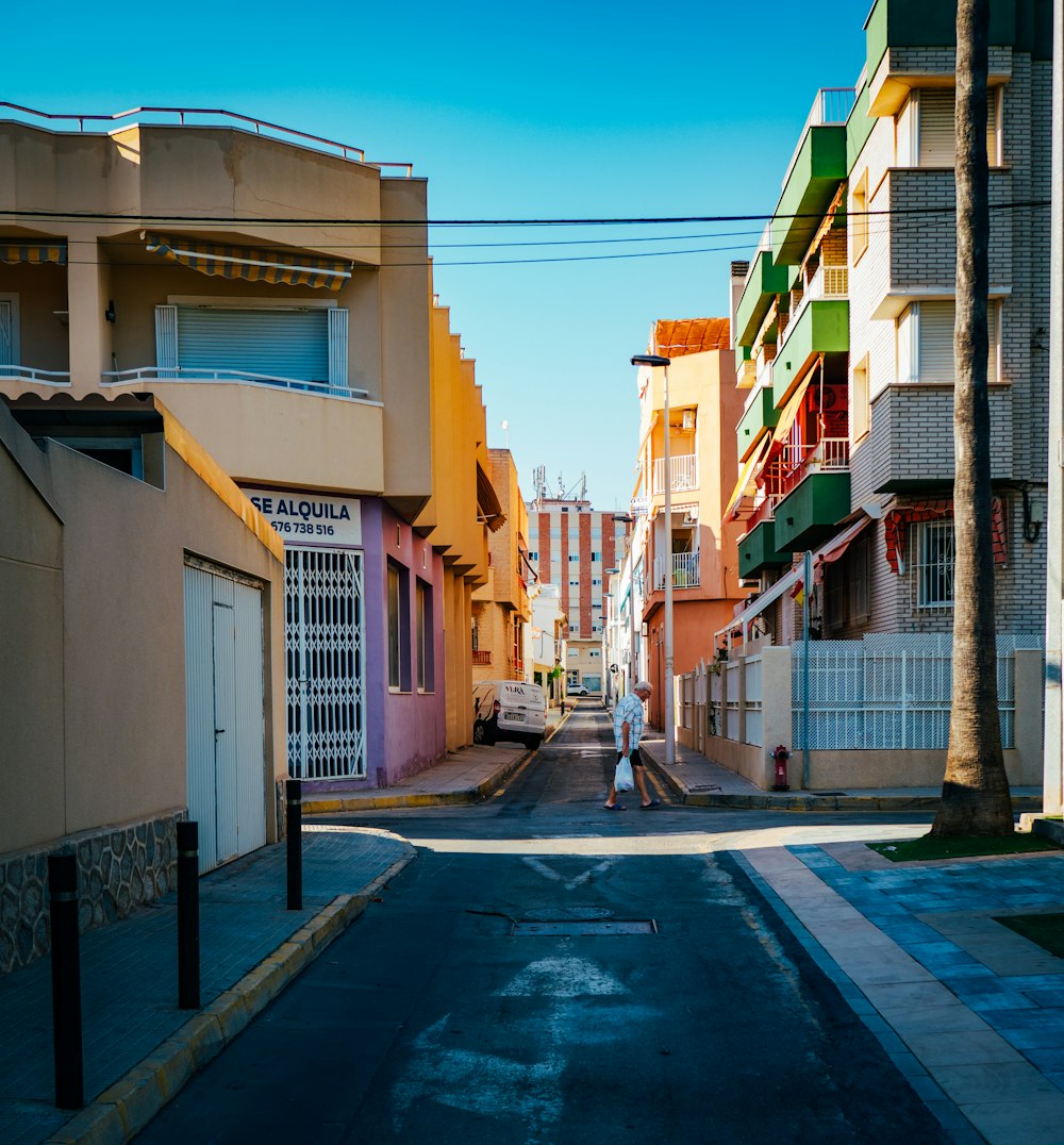 a person walking down a street