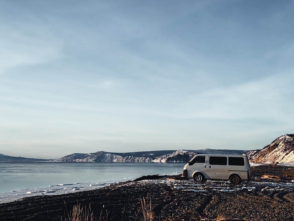 a van parked on a beach