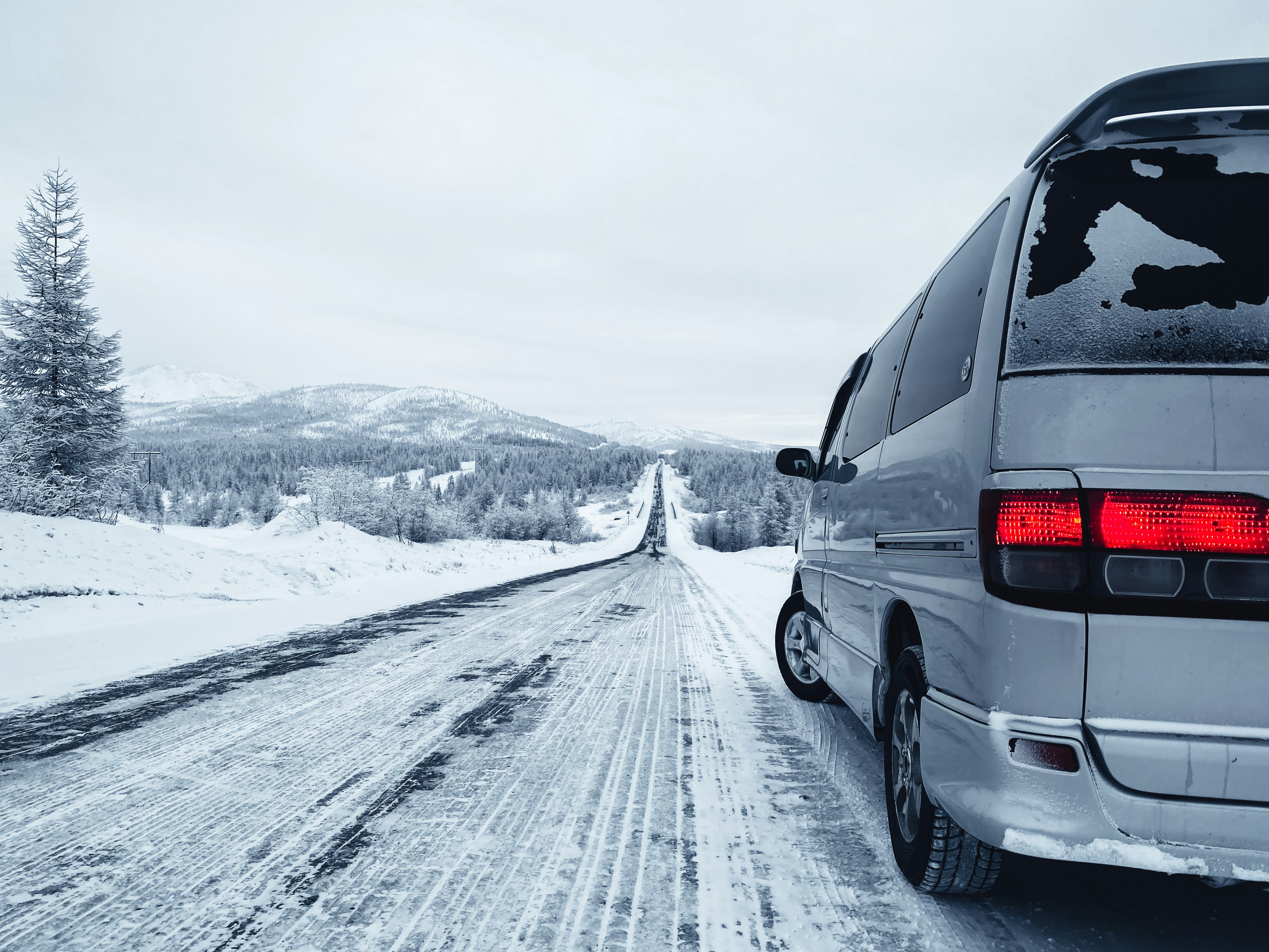 a car on a snowy road