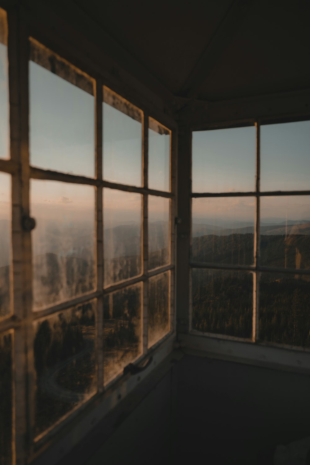 a window with a view of trees