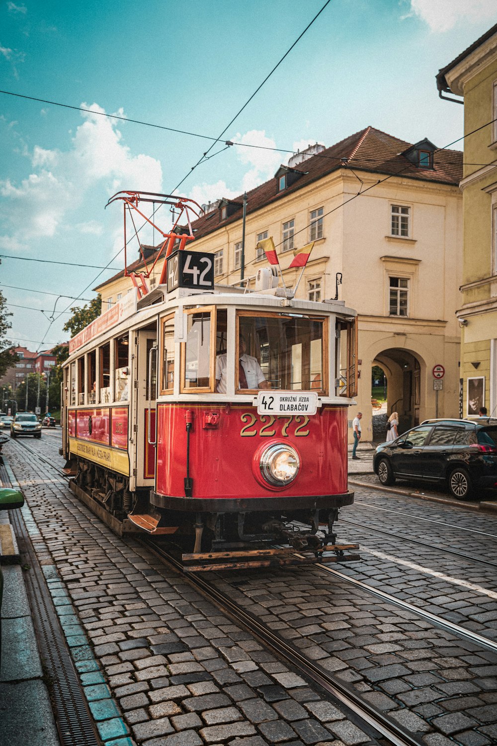 a trolley on a street