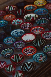 a group of colorful bowls