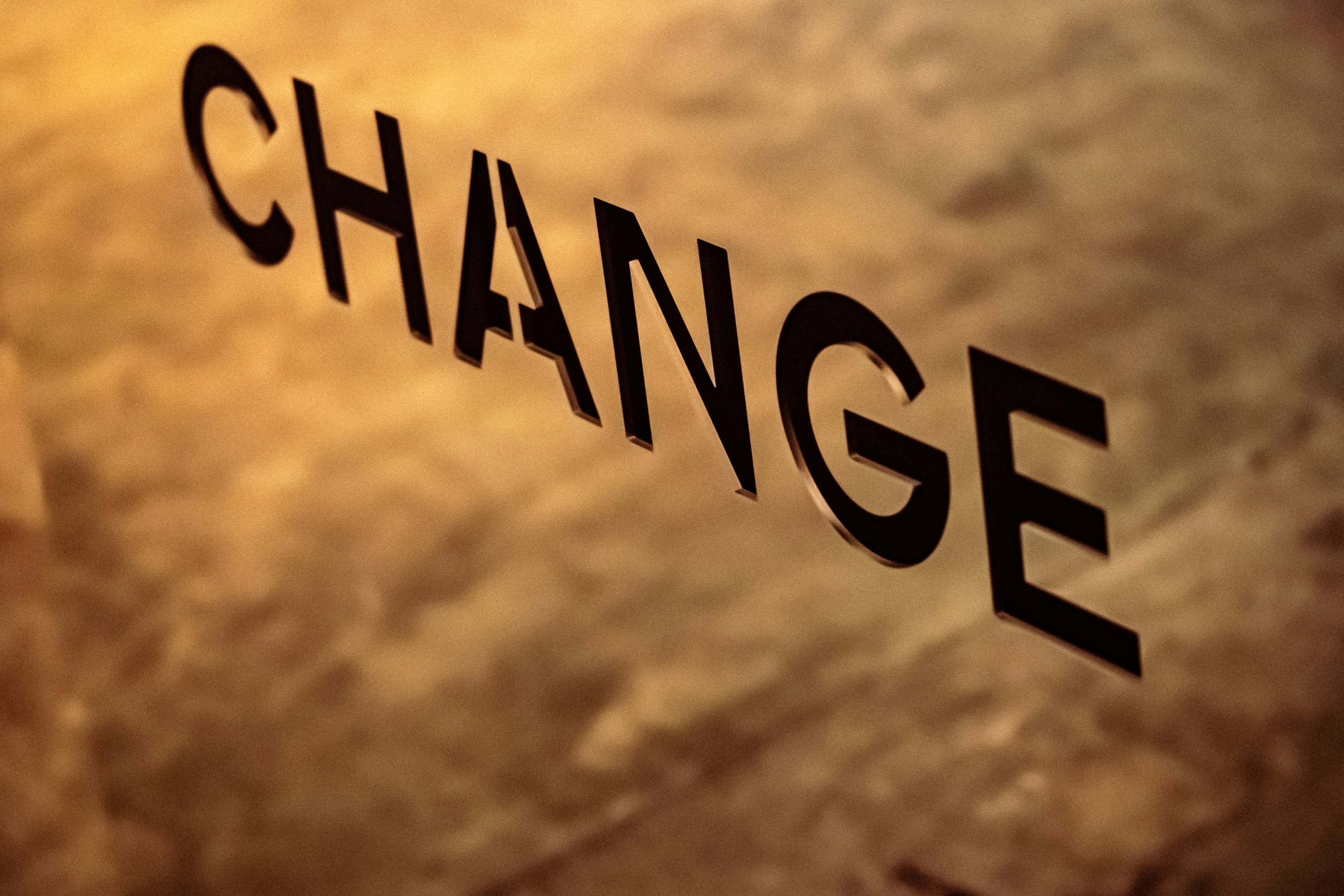 The word change in black lettering