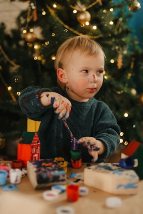 a child eating cake