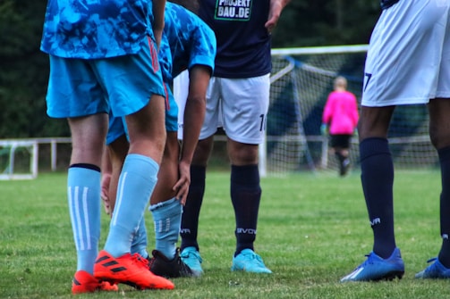 Athlete wearing shin guards during training