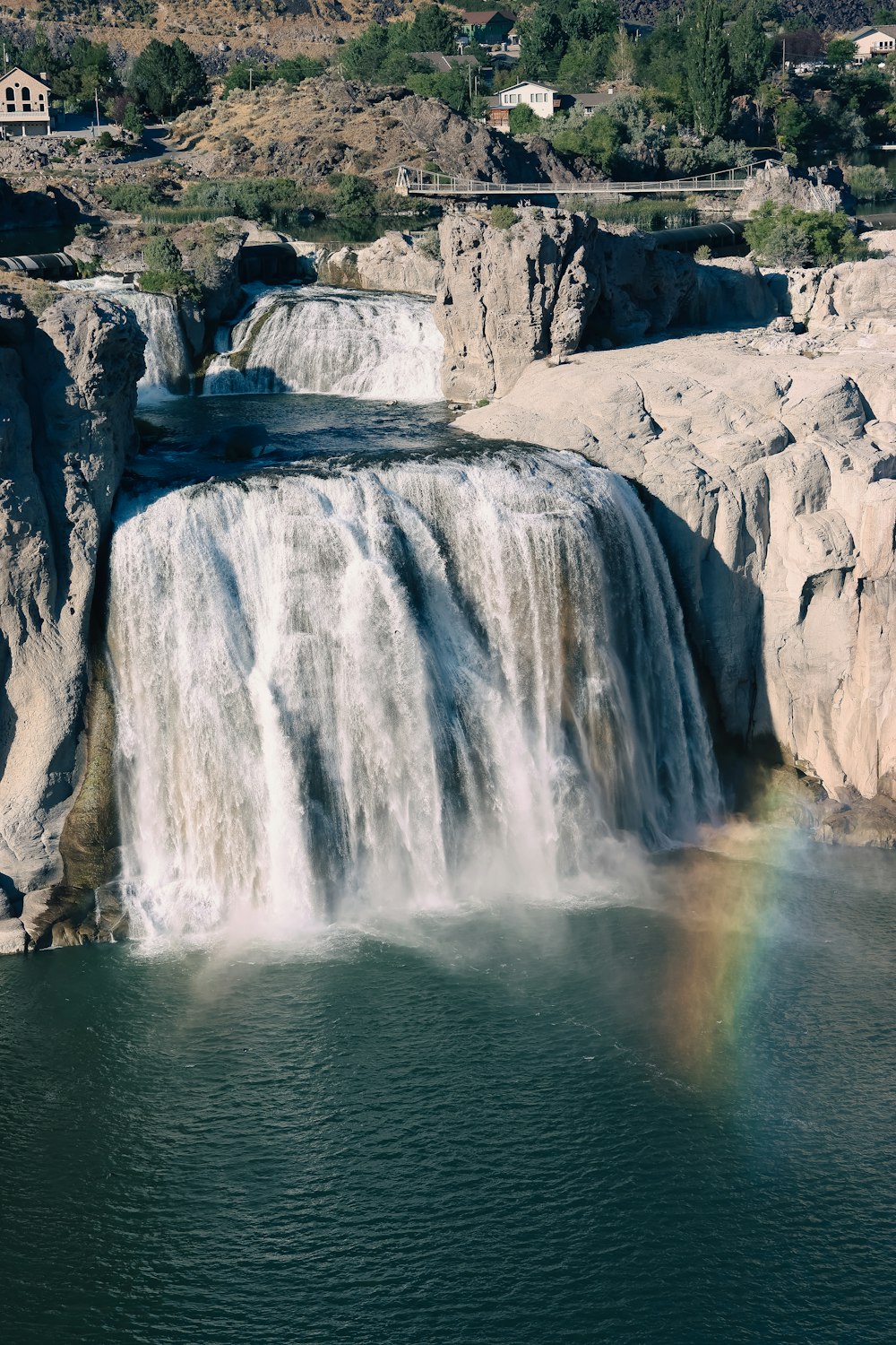 a waterfall over a cliff