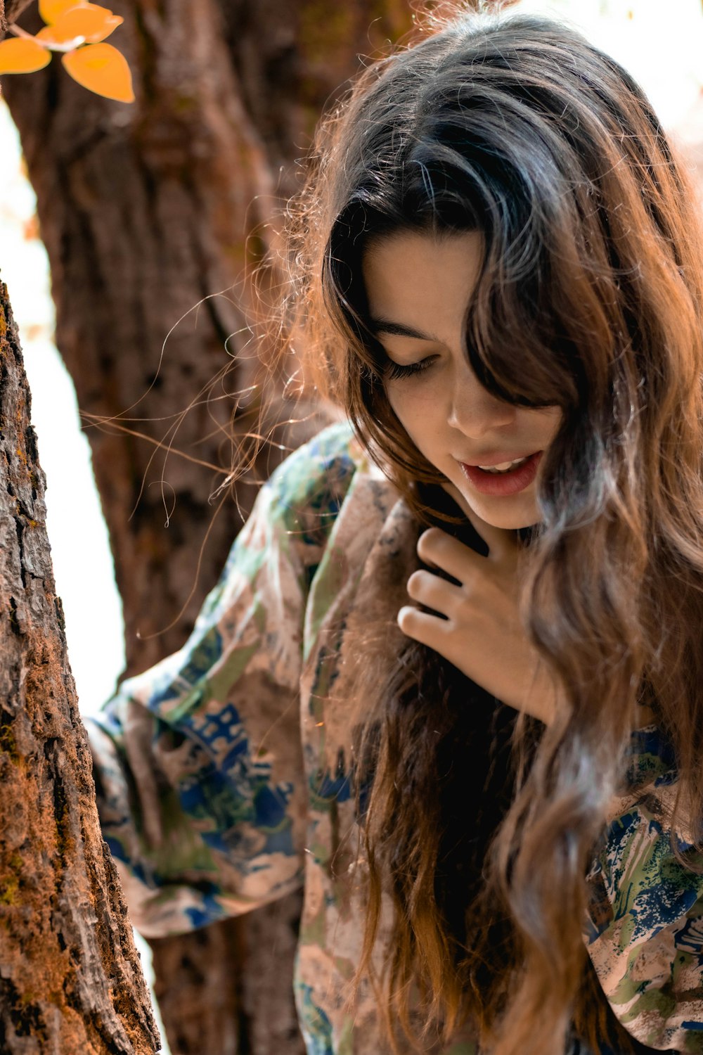 a woman with long hair