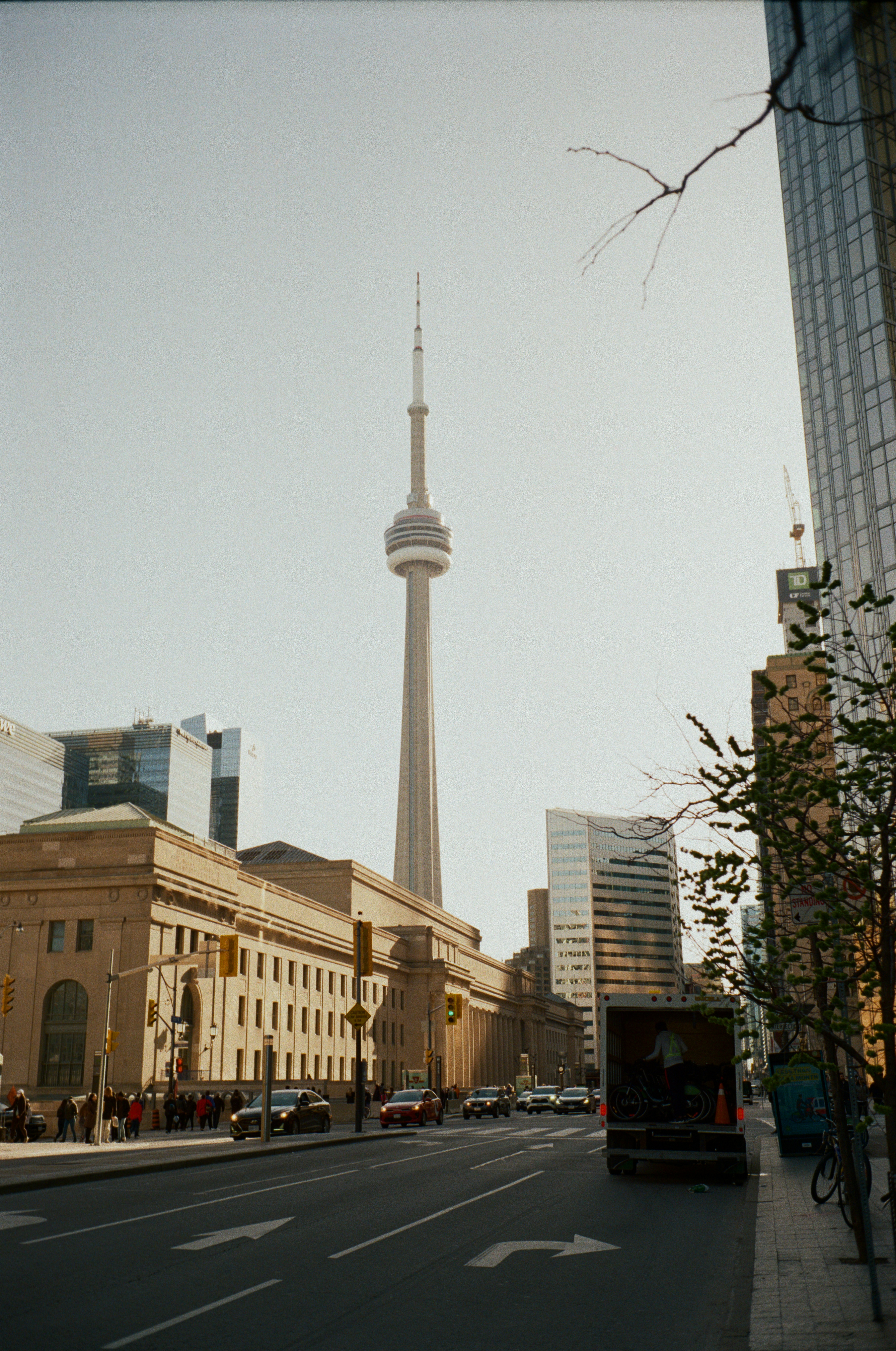a tall tower in a city