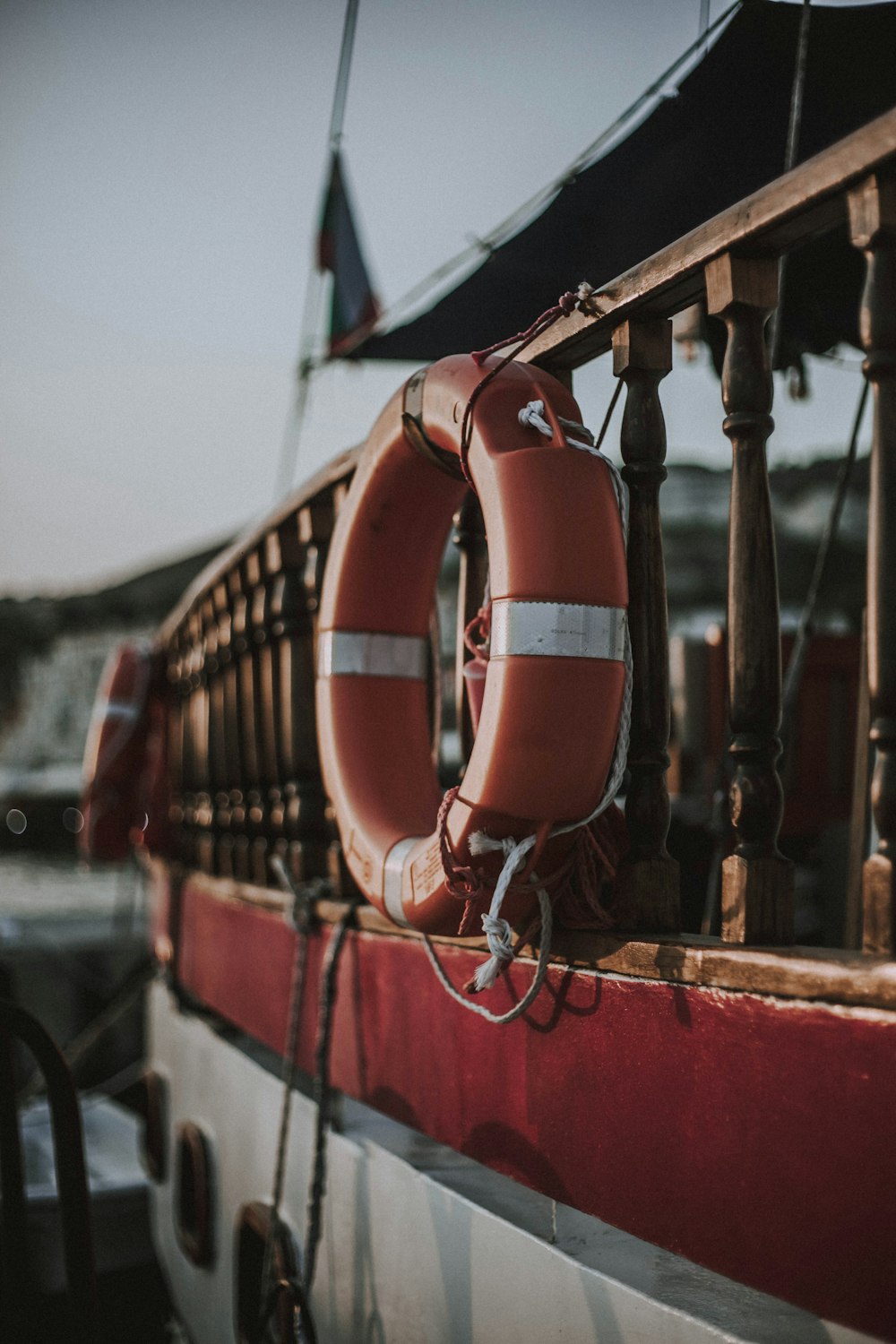 a boat with a life preserver