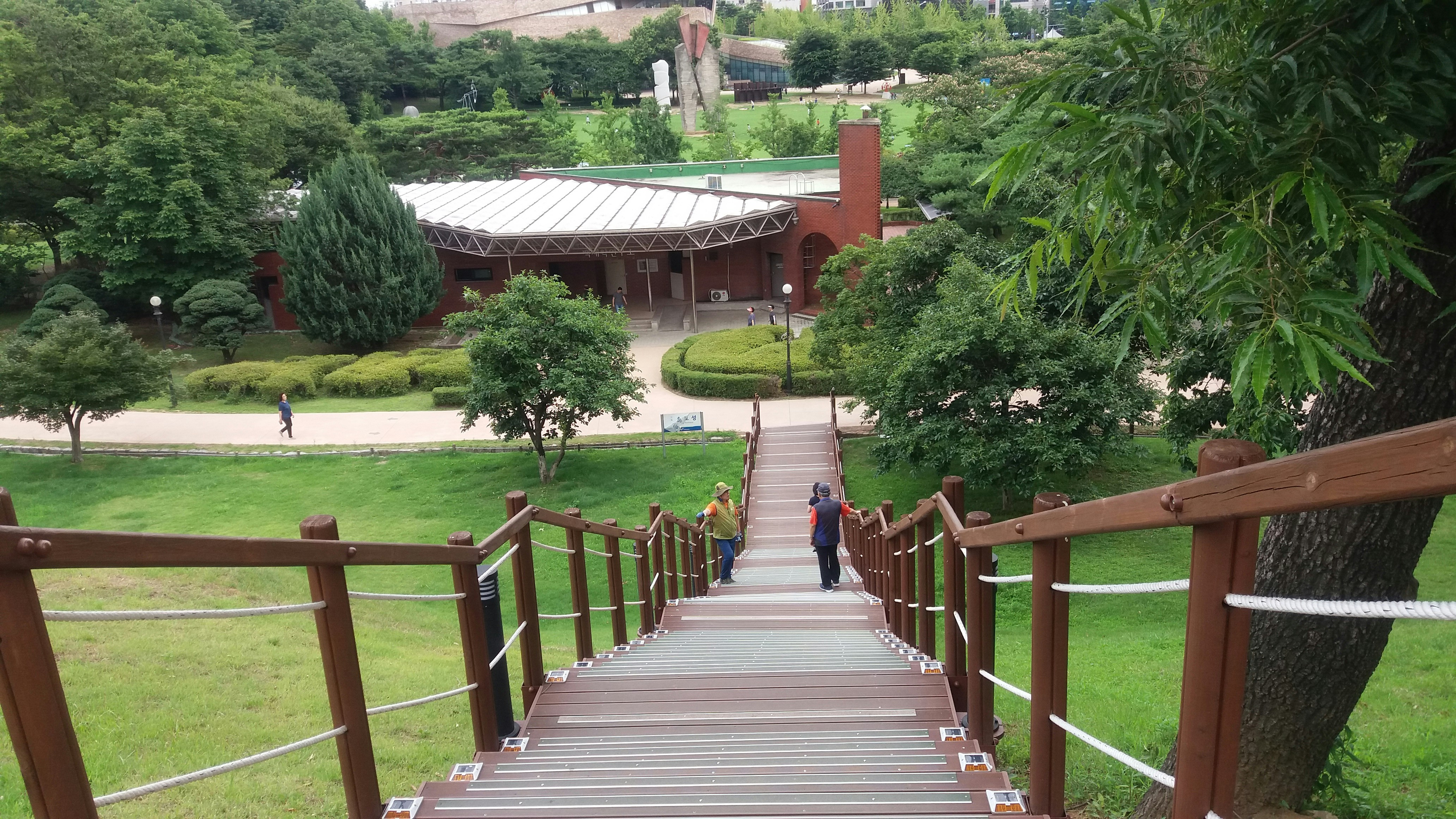 people walking on a bridge