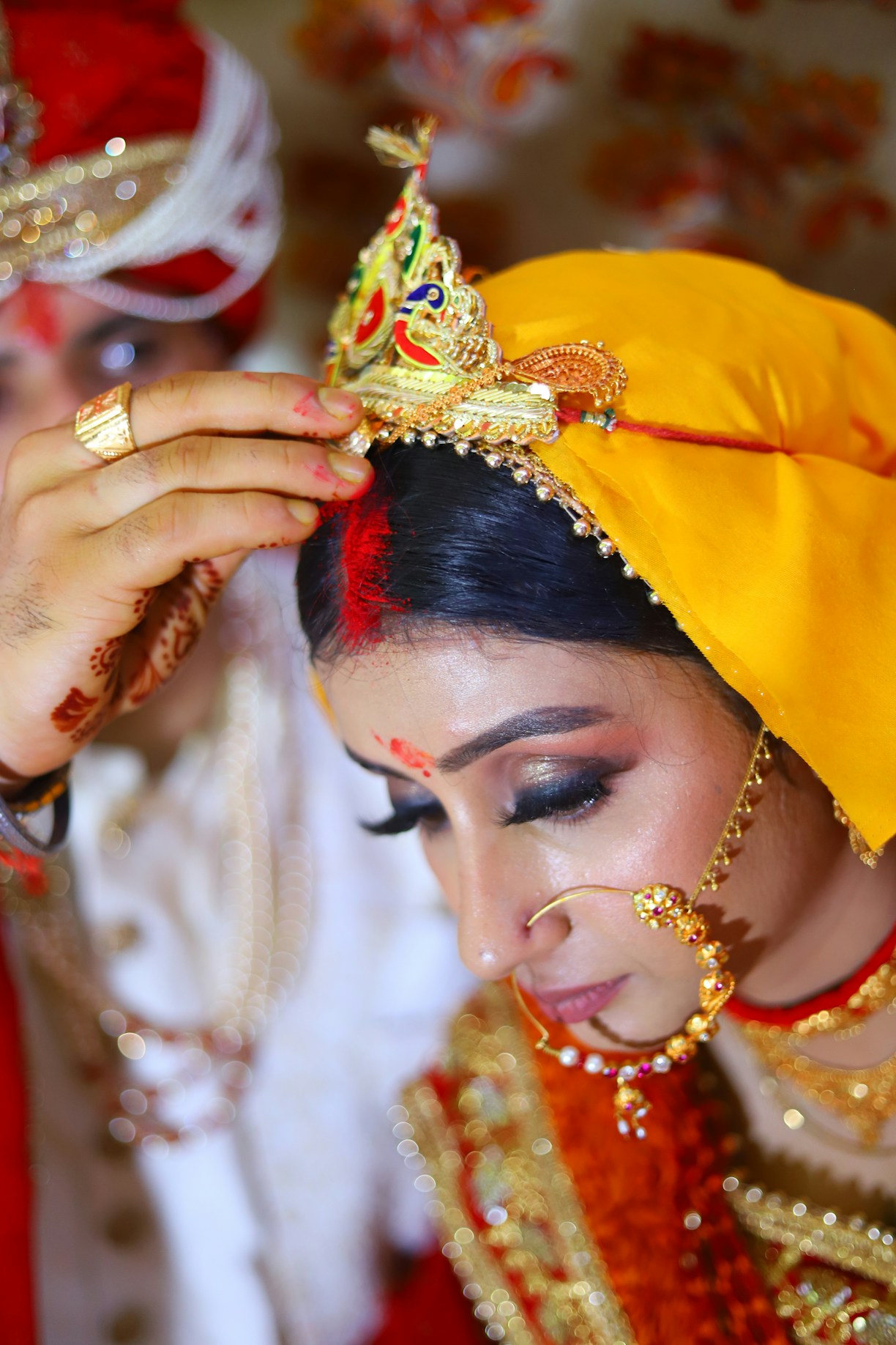 a person wearing a headdress