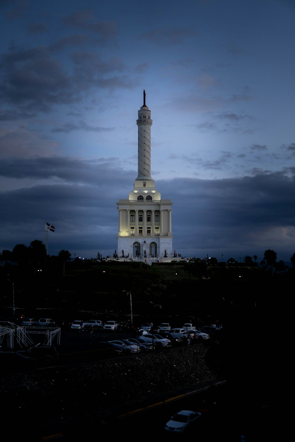 a white building with a tower