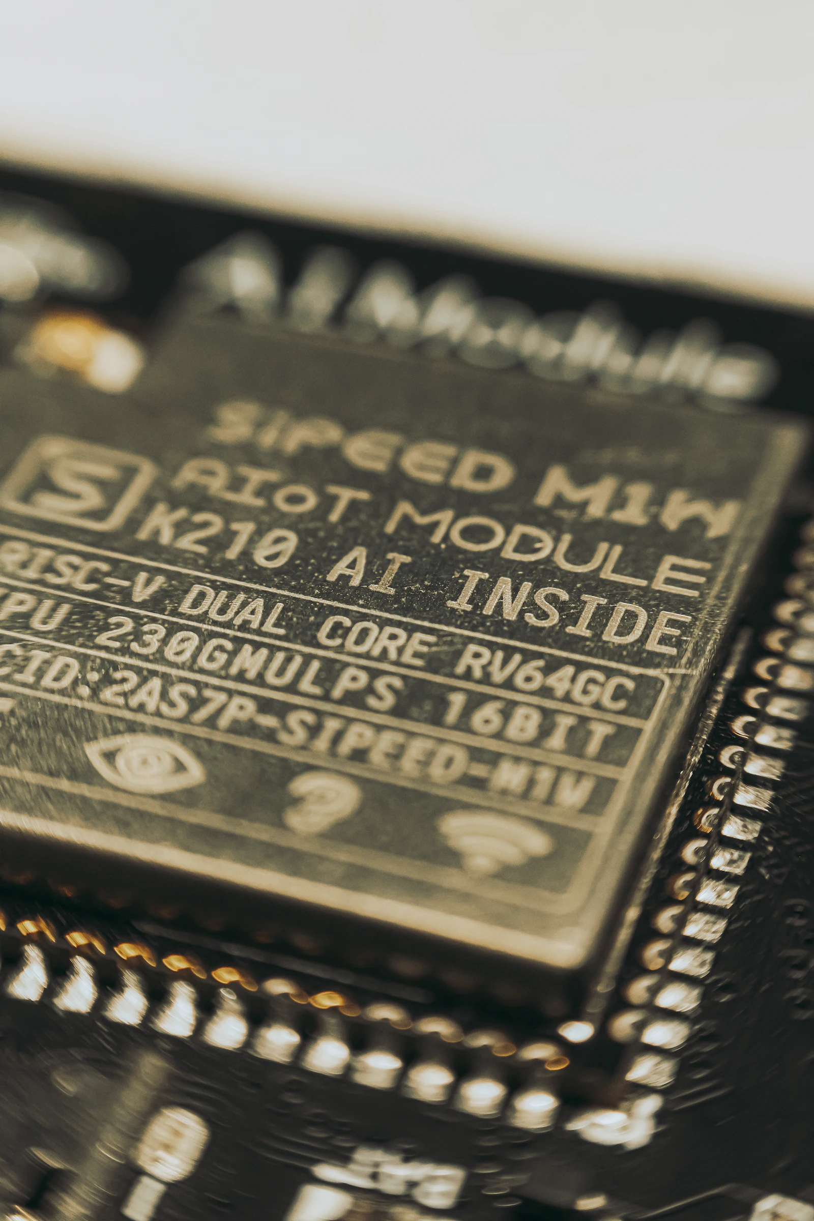 Close-up of a computer chip on a circuit board